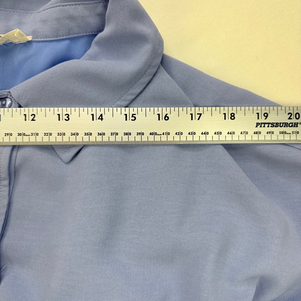 Entro Periwinkle Blue Button Down Pintuck Waist Mini Shirt Dress Short Sleeve L - Picture 10 of 16